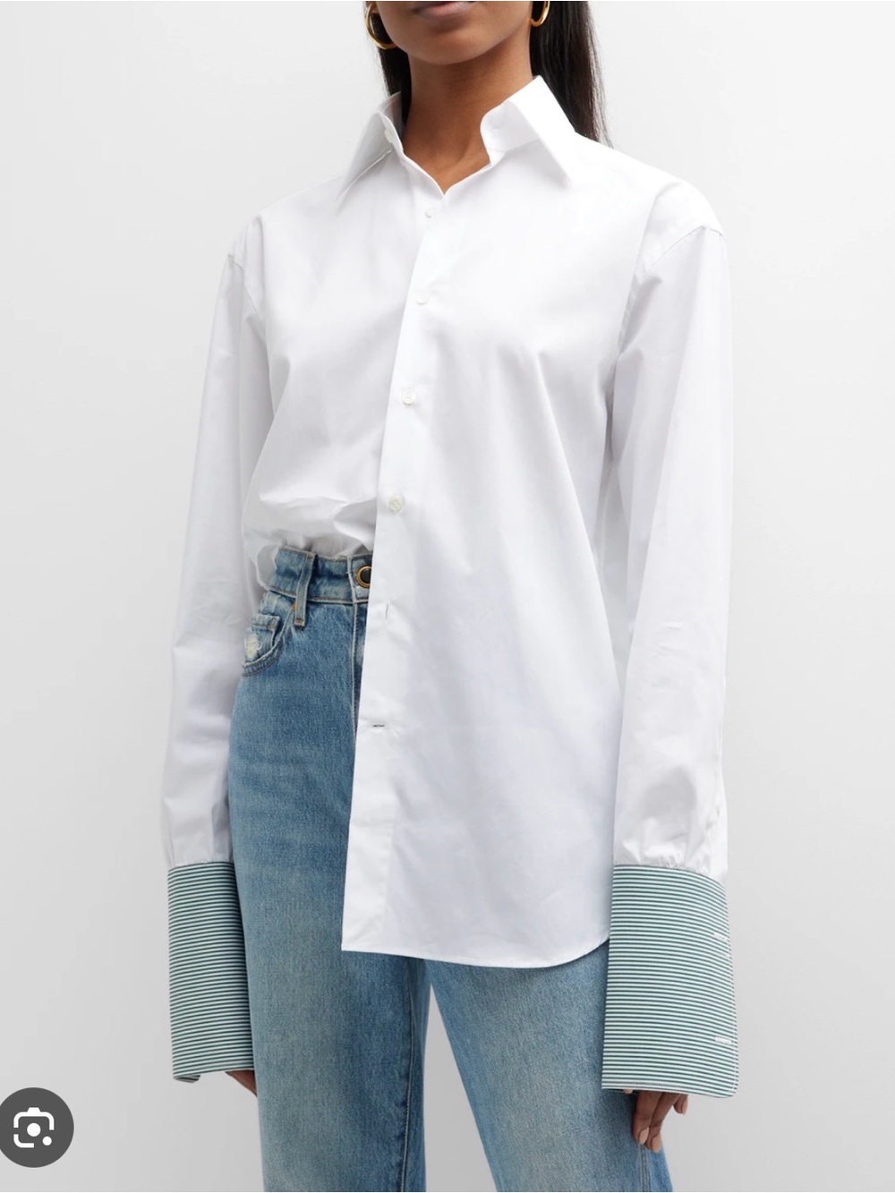 WOERA
Contrast-cuff Button-front Cotton Shirt In Green Stripe
NEW